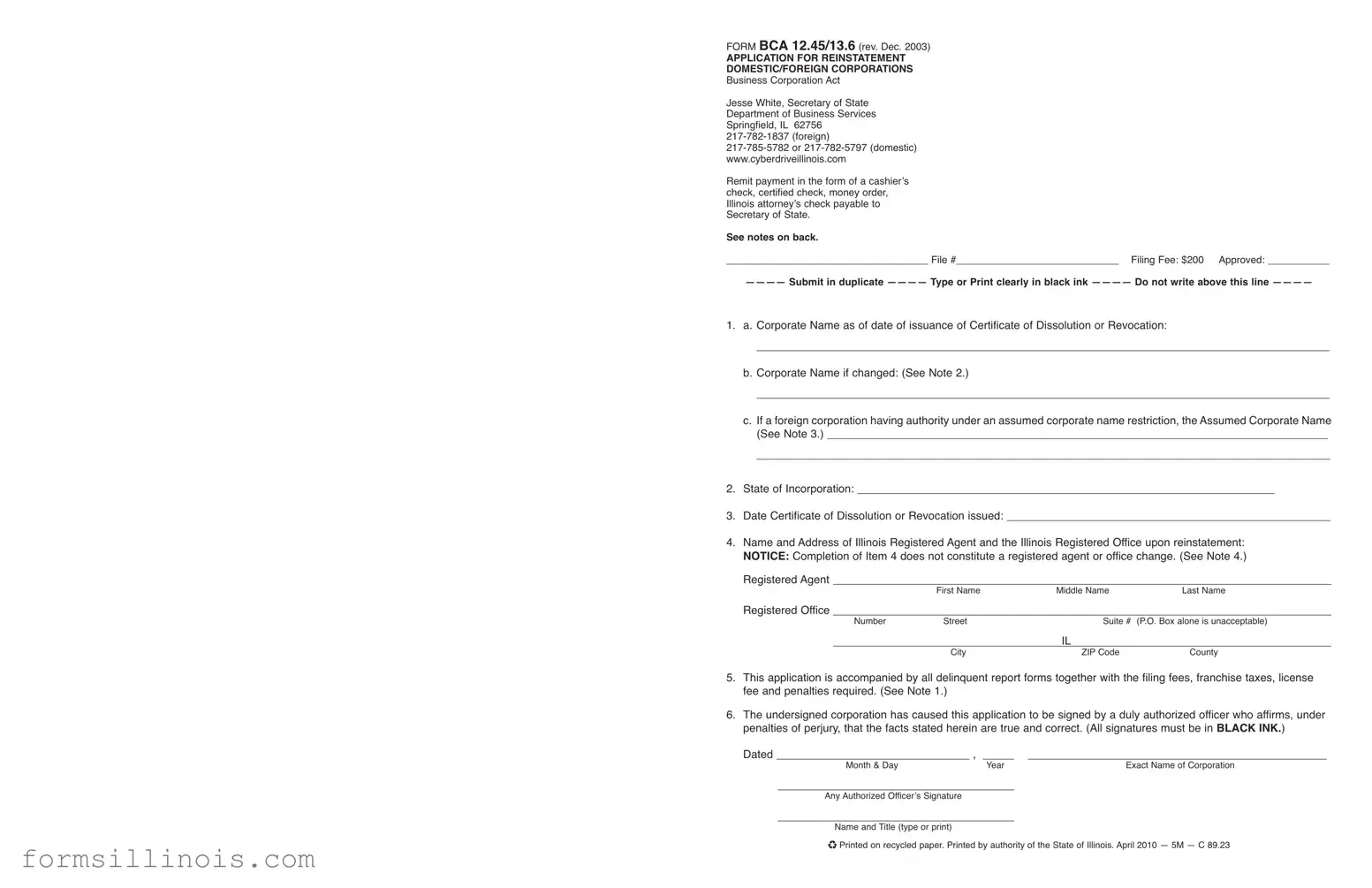 Free Bca 12 45 Illinois Template