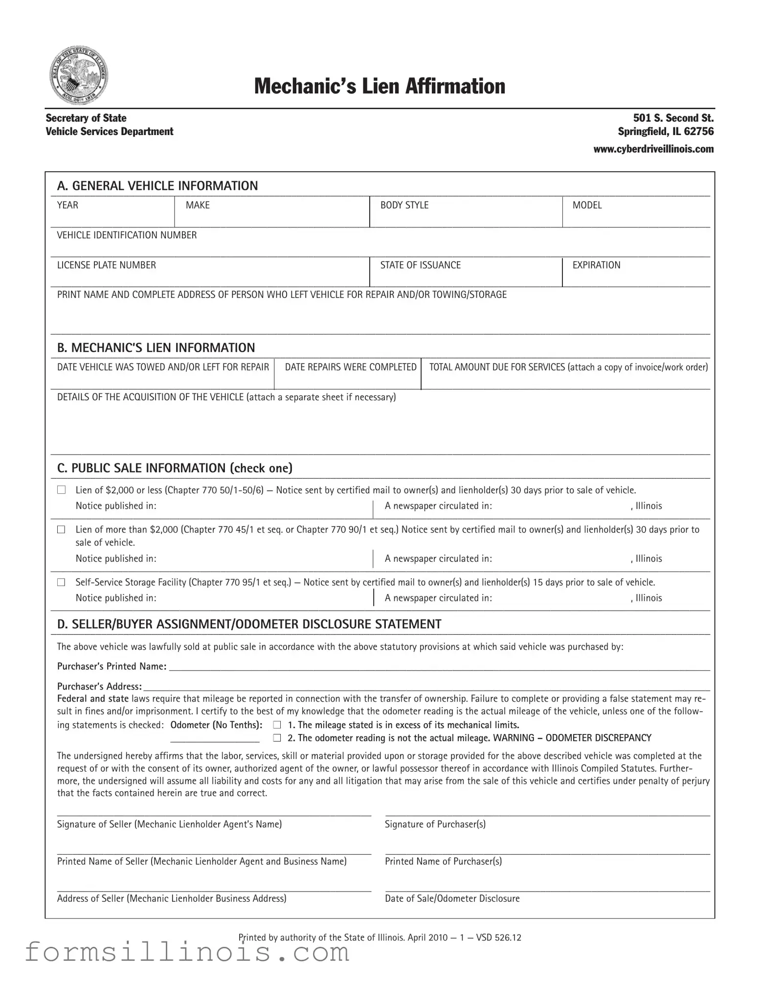 Free Cyberdrive Illinois Mechanics Lien Template
