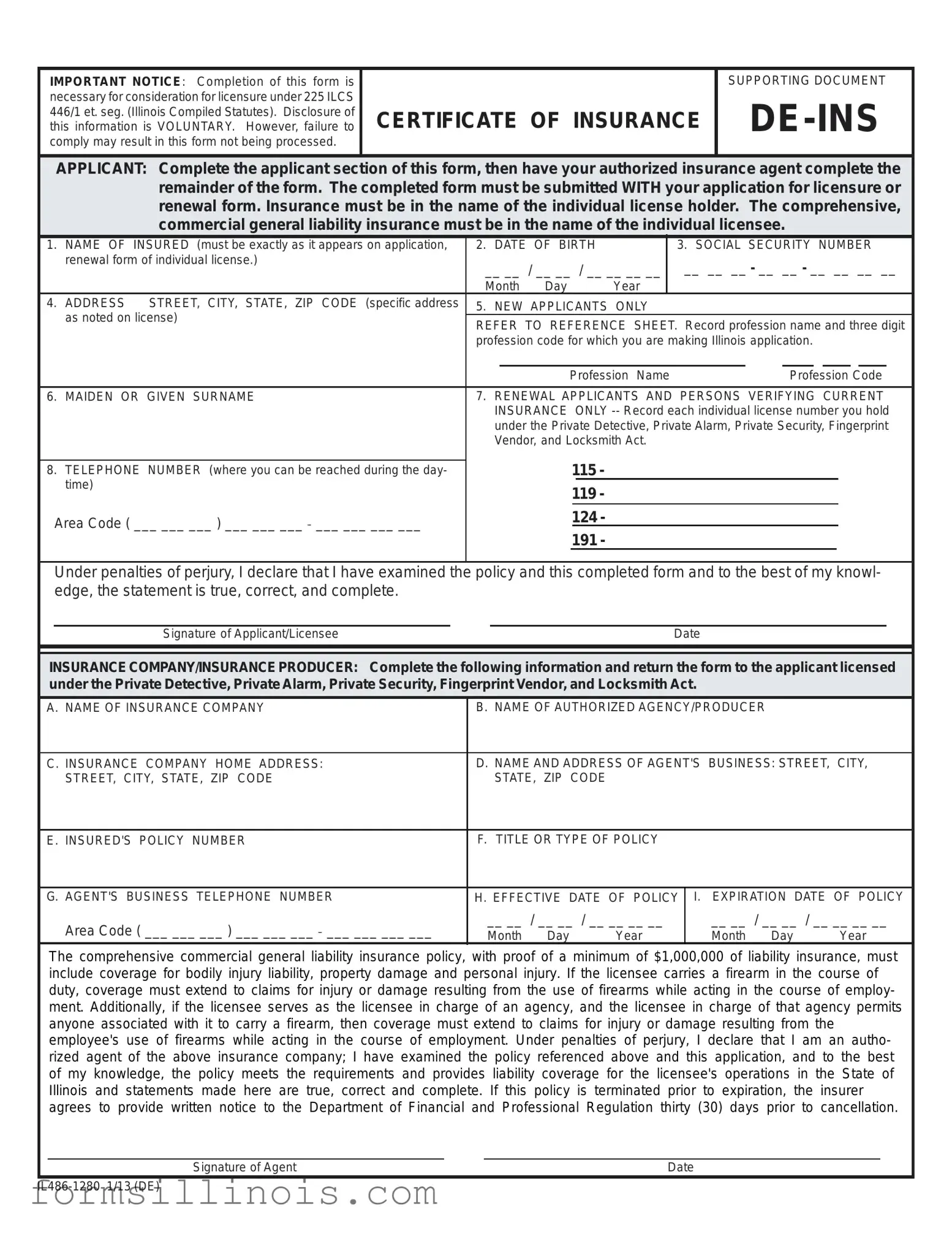 Free De Ins Illinois Template