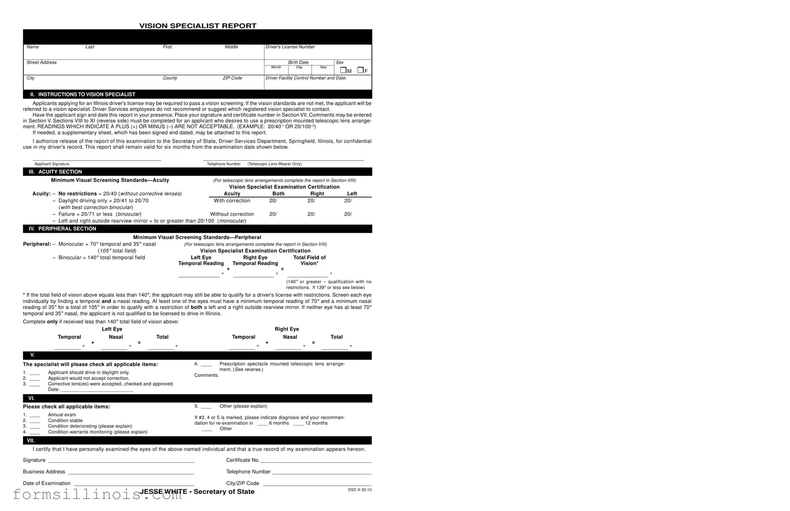 Free Dmv Vision Test Illinois Template