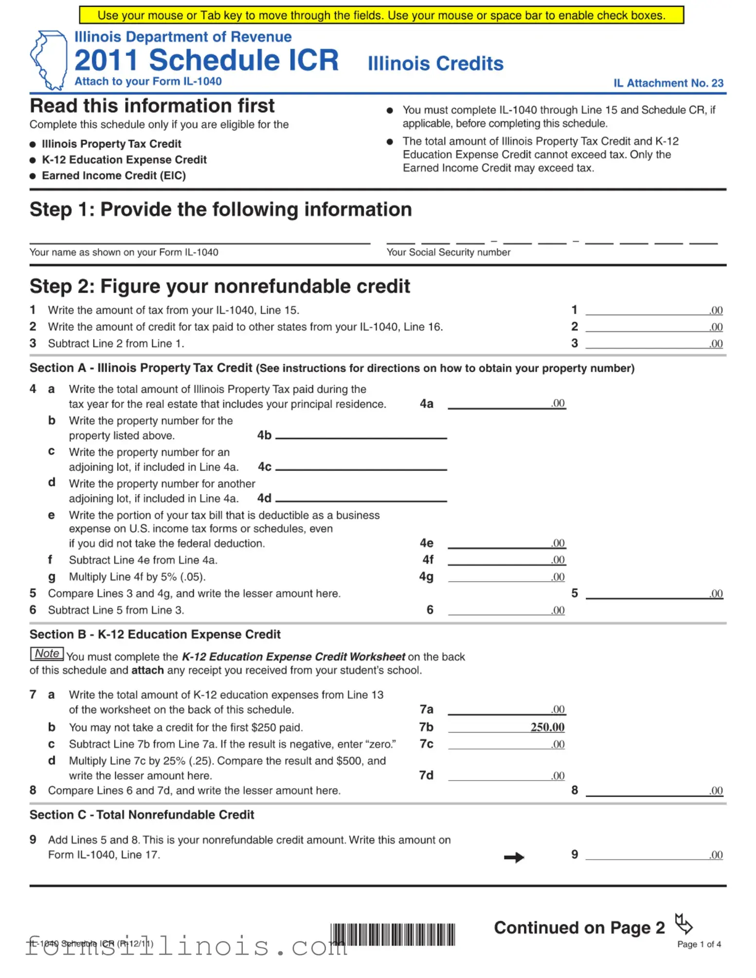 Free Icr Illinois Dept Template