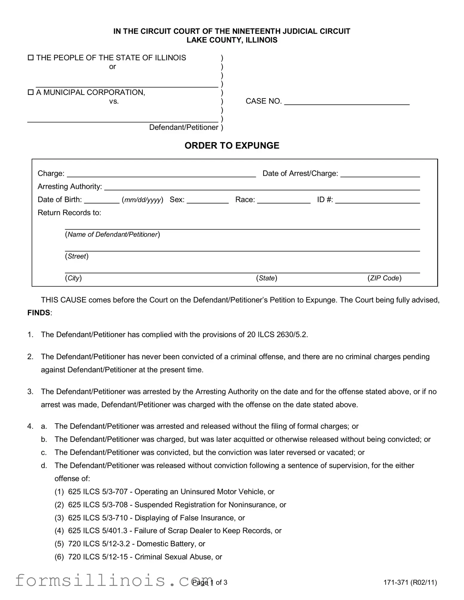 Free Illinois 171 371 Template