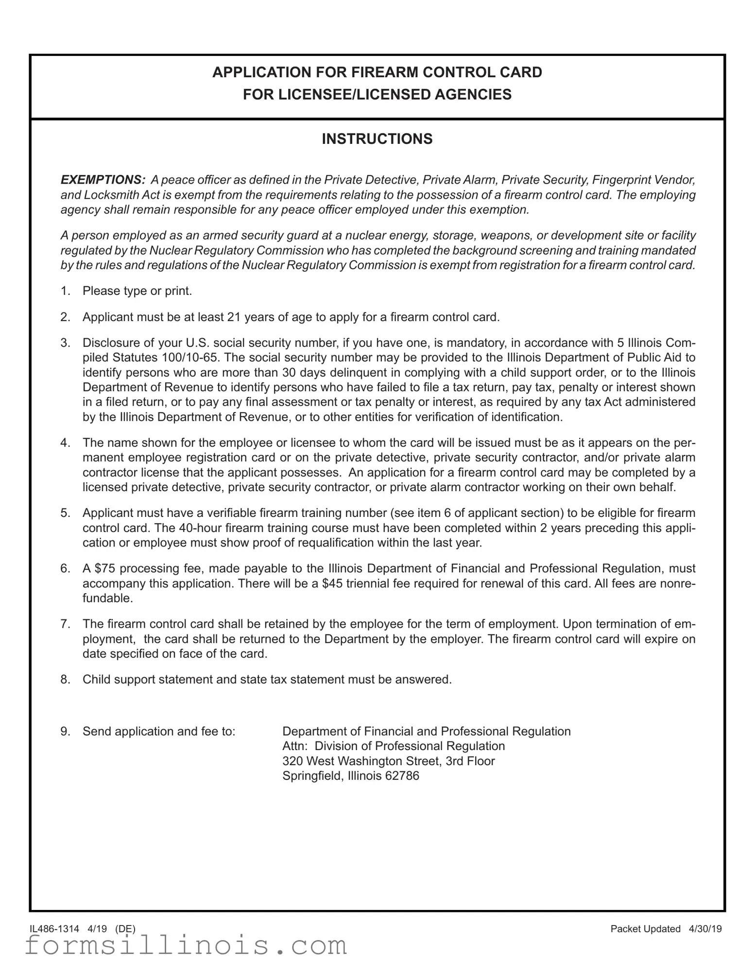 Free Illinois Application Firearm Template