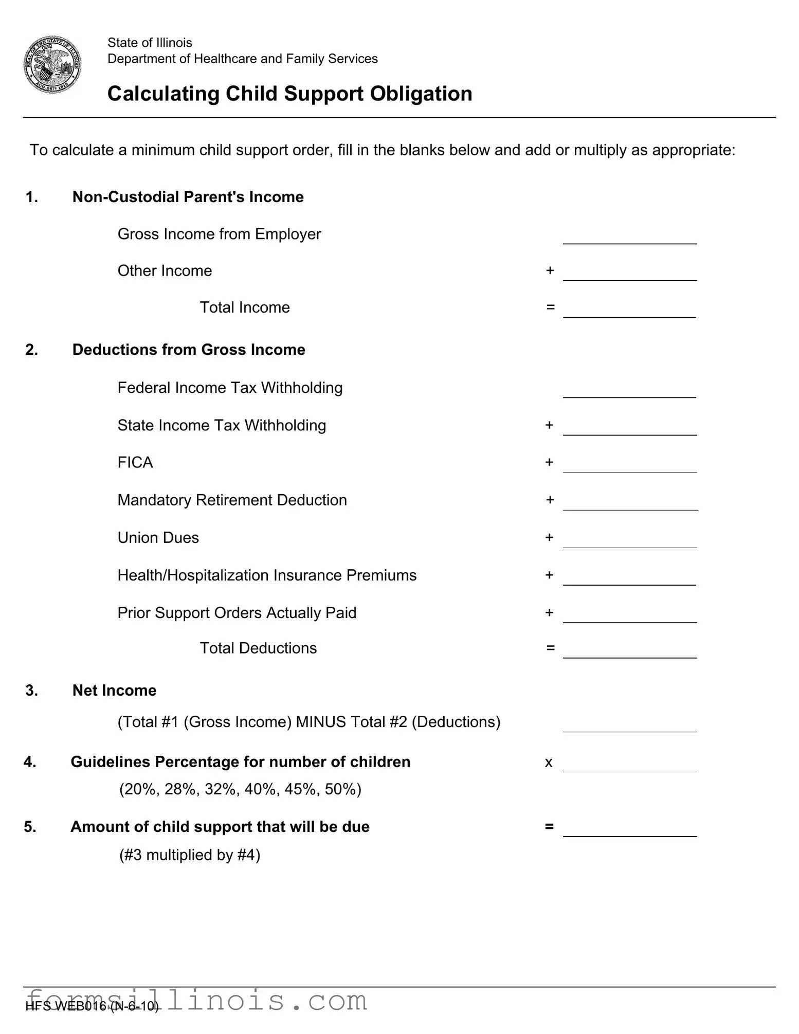 Free Illinois Calculating Support Template