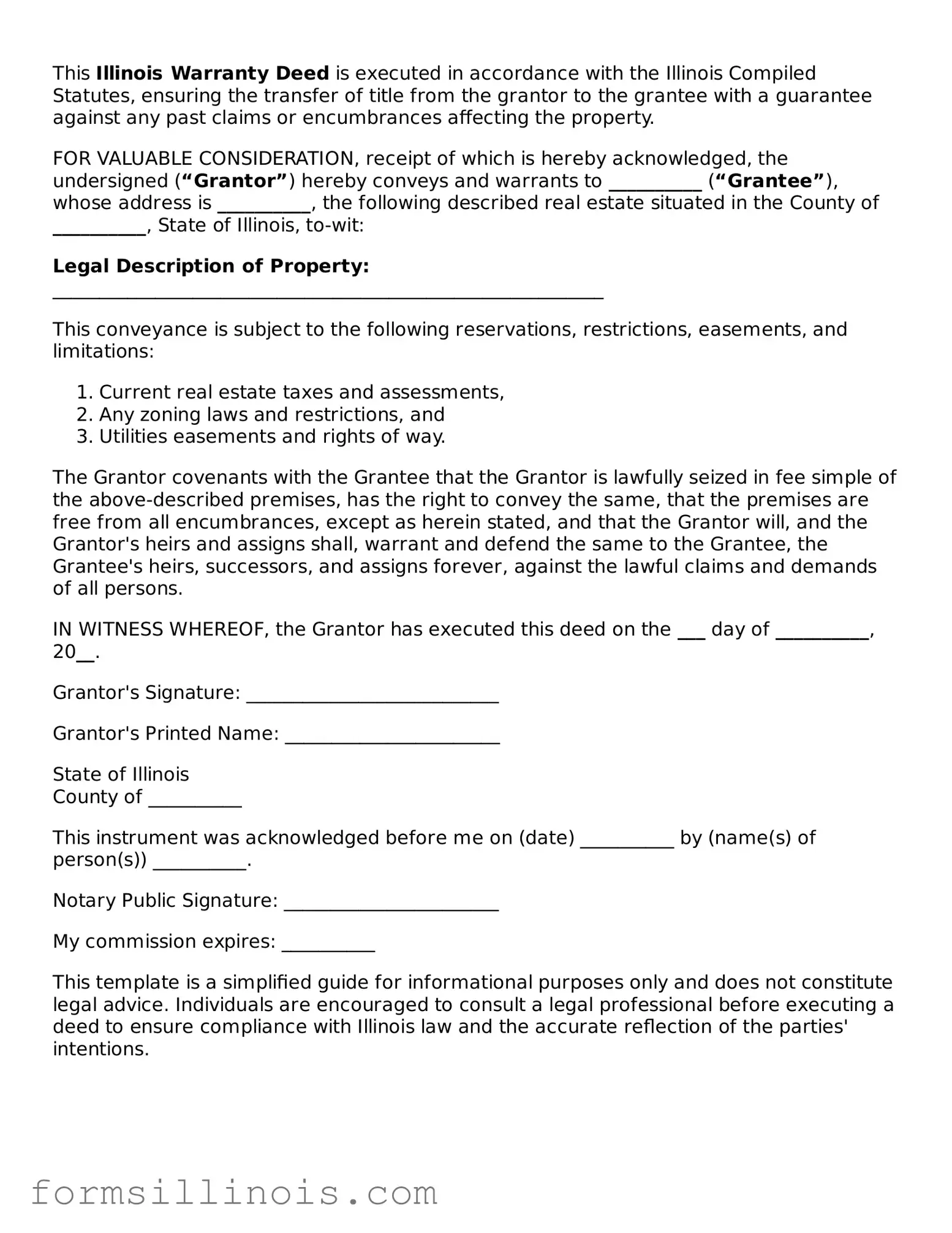 Valid Deed Form for the State of Illinois