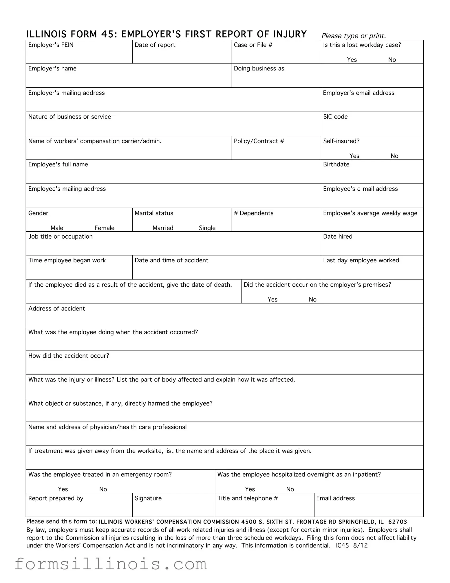 Free Illinois First Report 45 Template