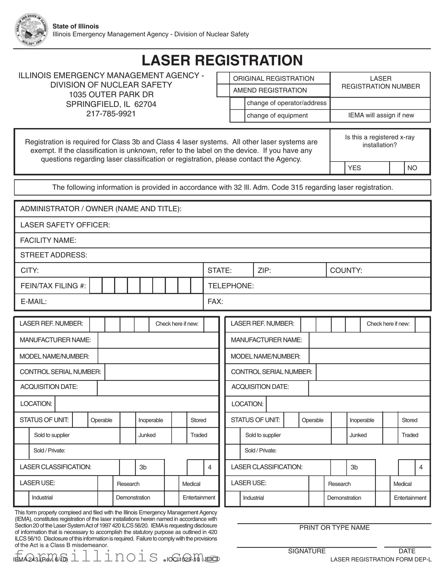 Free Illinois Iema 243 Template