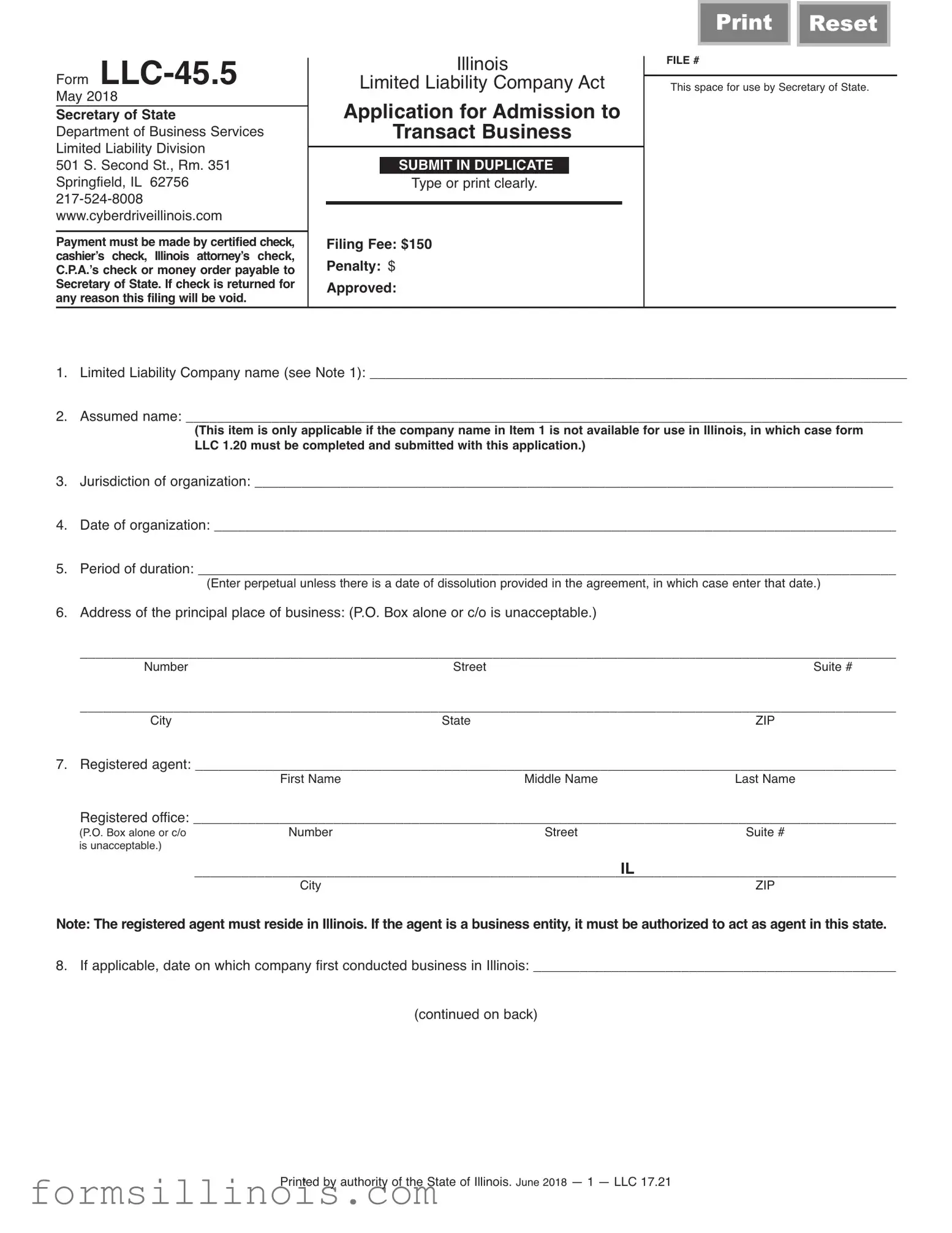 Free Illinois Llc 45 5 Template