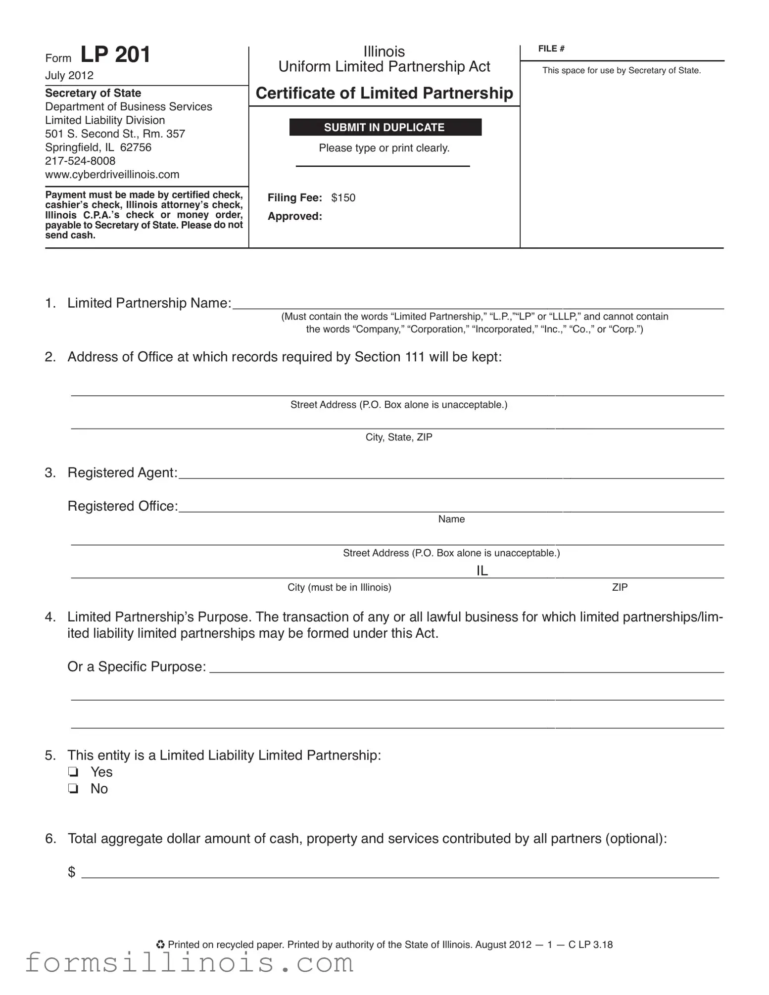 Free Illinois Lp 201 Template