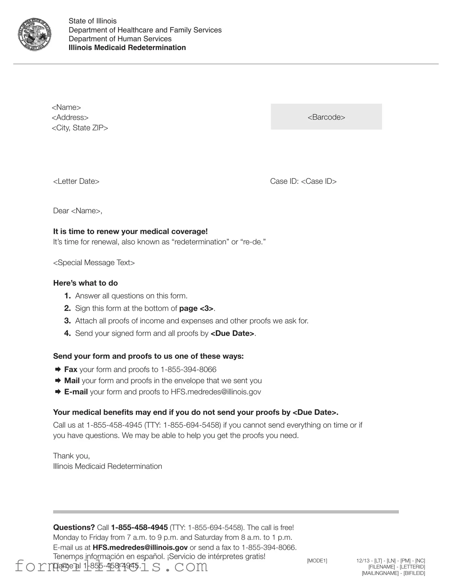 Free Illinois Medicaid Redetermination Template