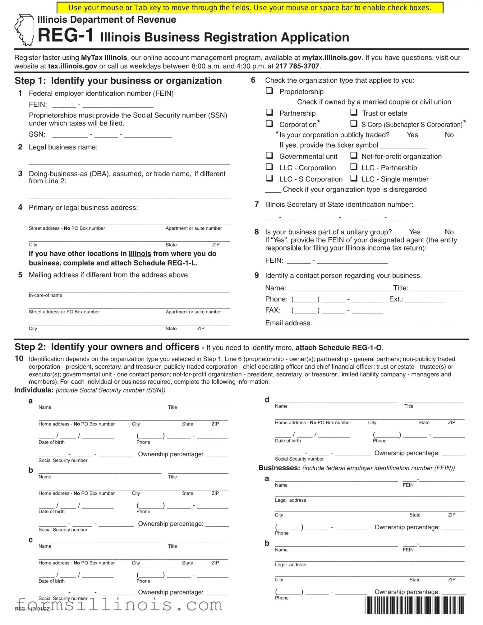 Free Illinois Reg 1 Template