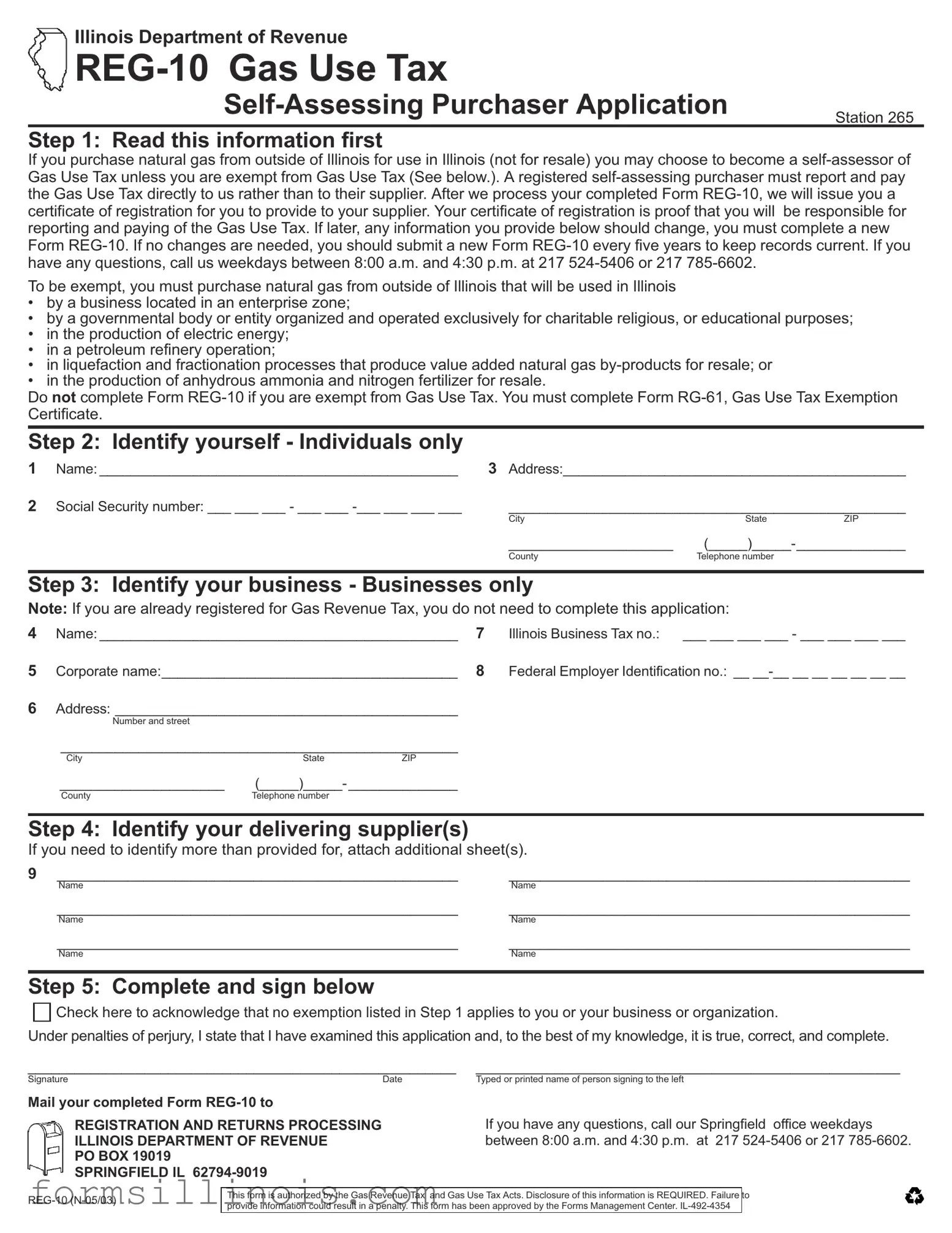 Free Illinois Reg 10 Template