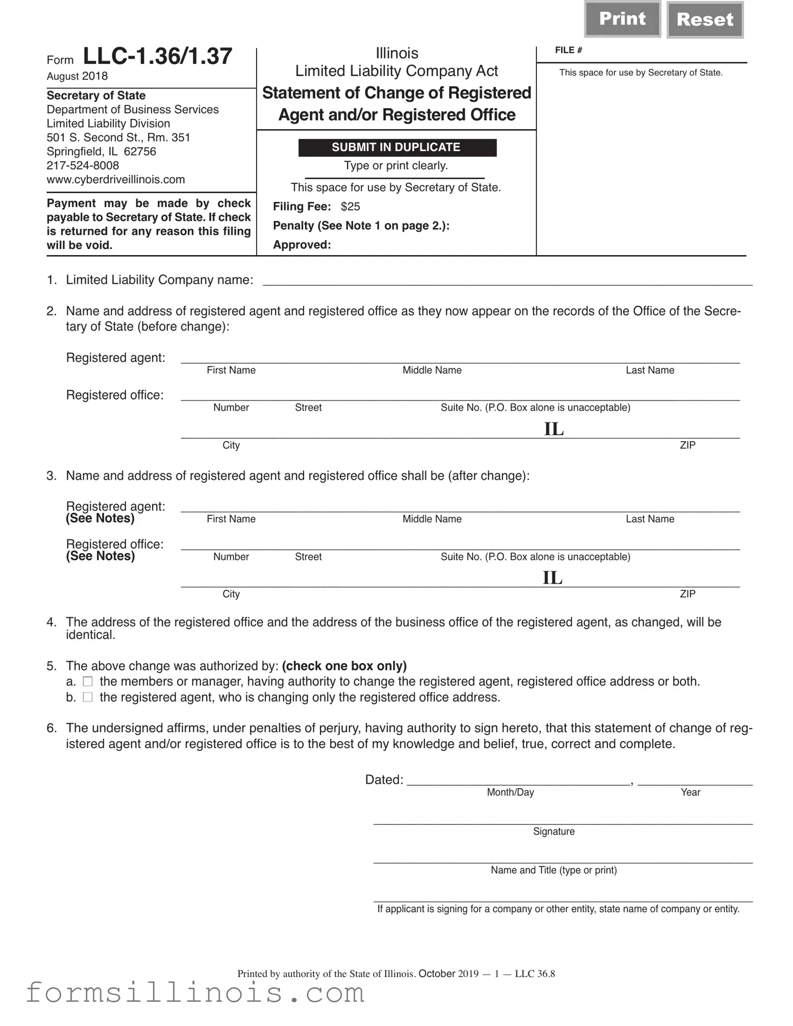 Free Illinois Statement Of Change Template