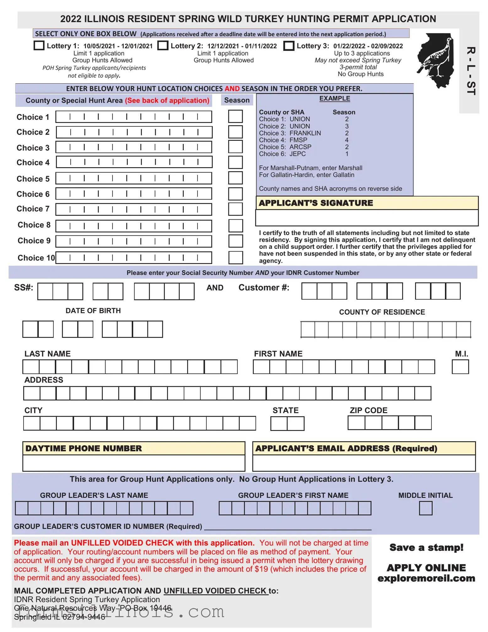Free Illinois Turkey Permit Application Template
