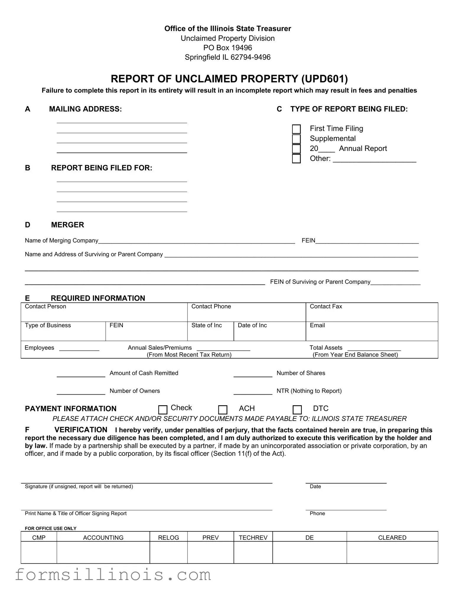 Free Illinois Unclaimed Property Reporting Template