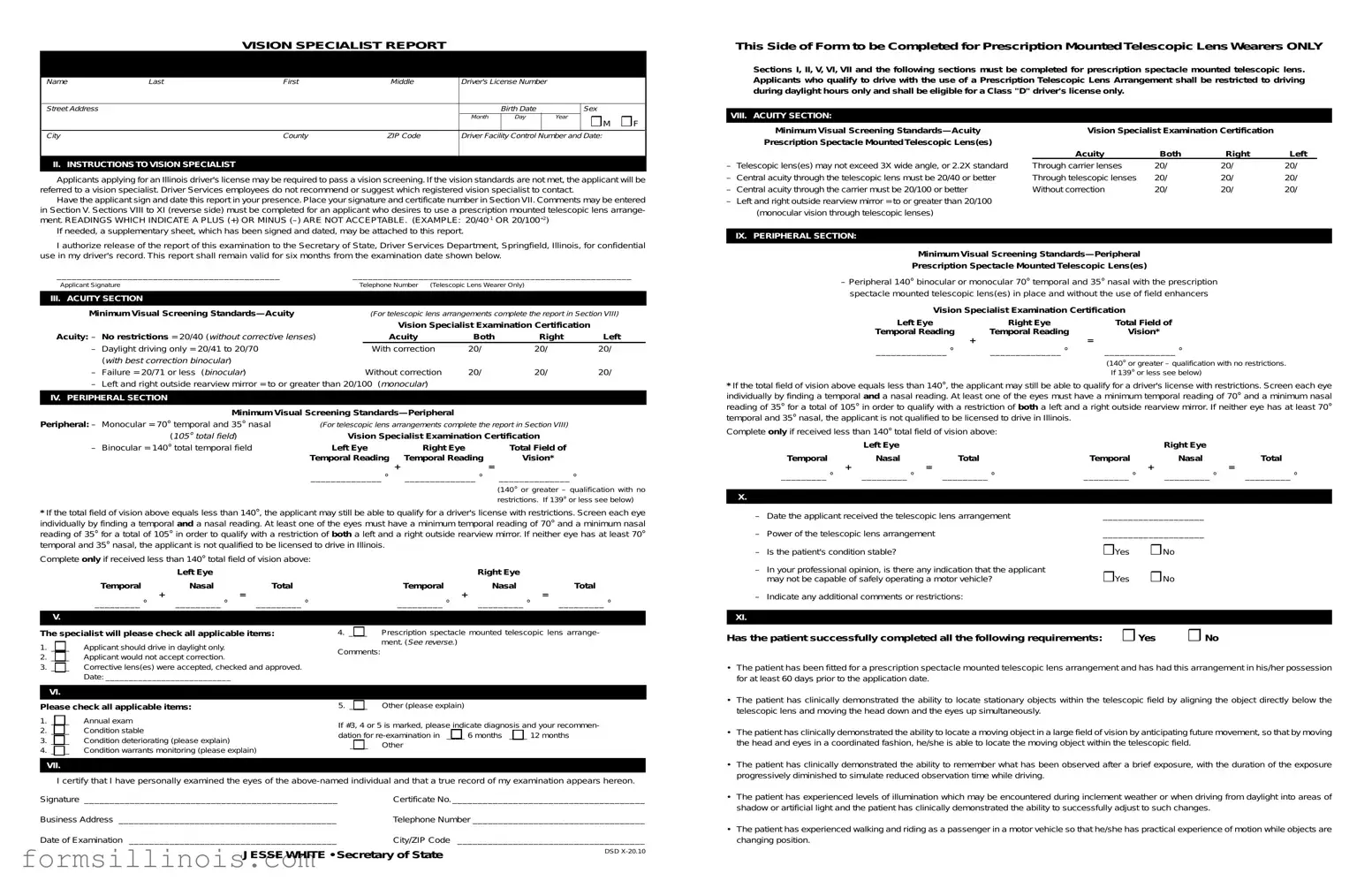 Free Illinois Vision Specialist Report Template