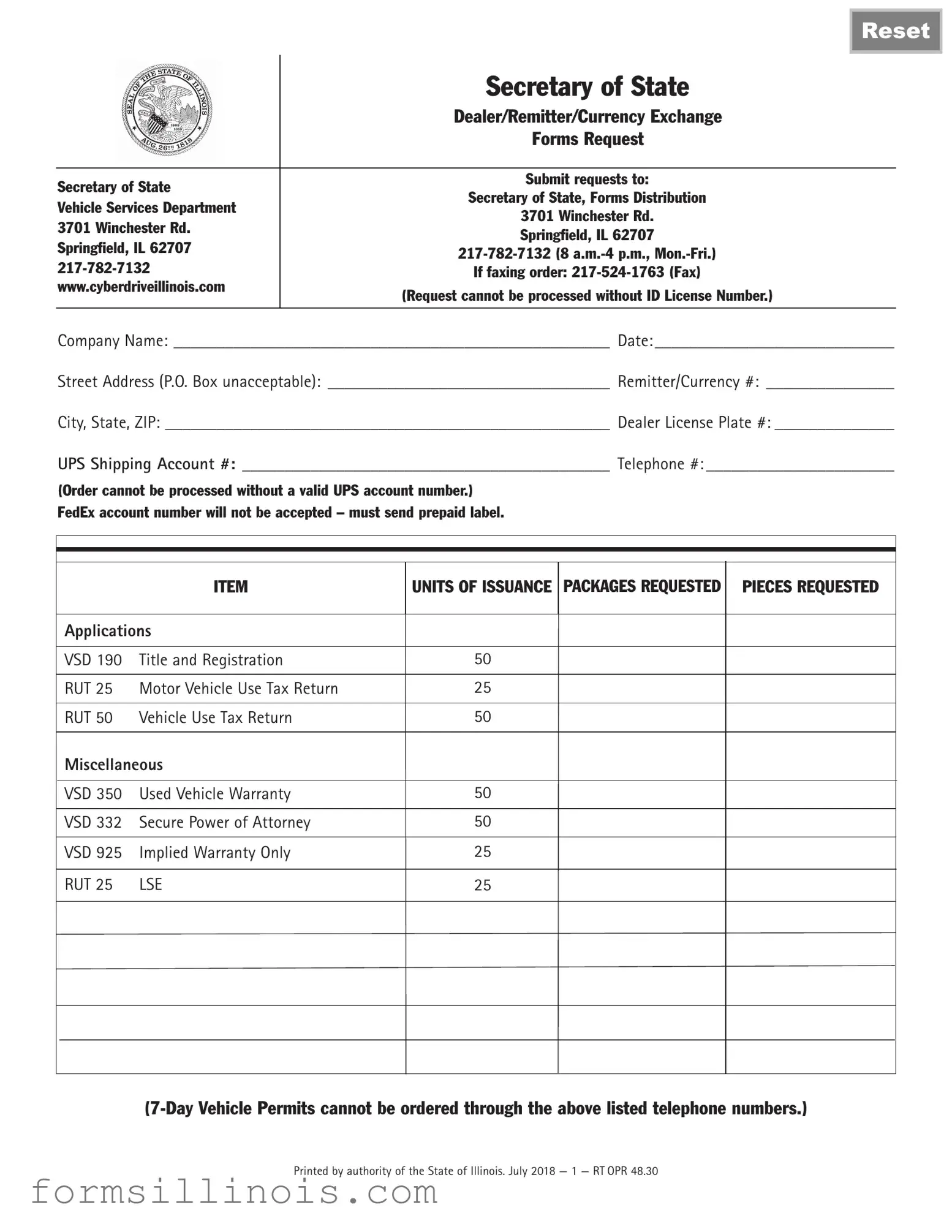 Free Illinois Vsd 190 Template