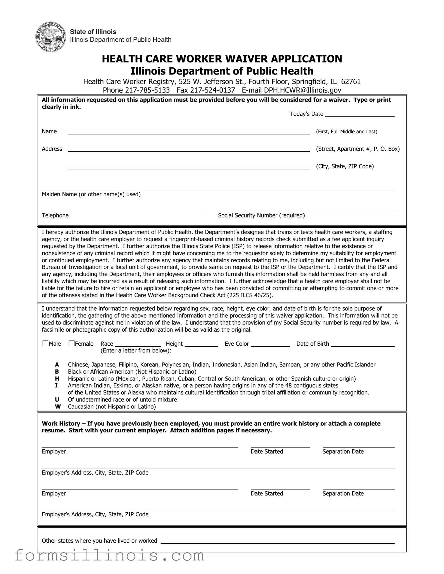 Free Illinois Waiver Template