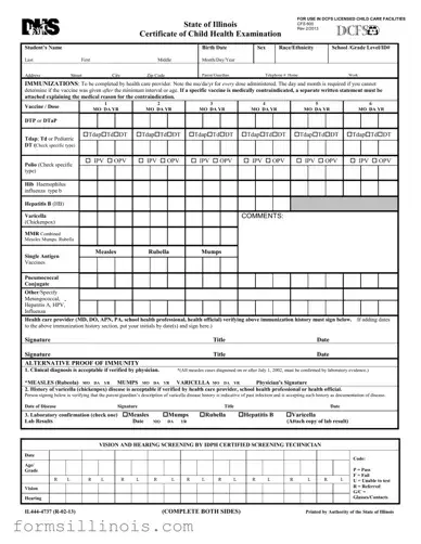 Free Illinois Child Health Examination Template