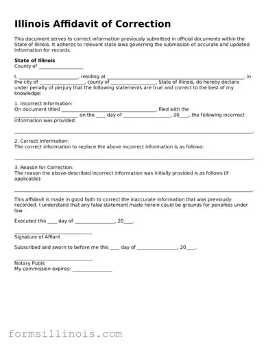 Valid Affidavit of Correction Form for the State of Illinois
