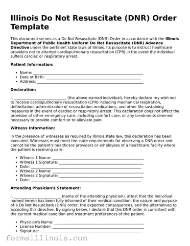 Valid Do Not Resuscitate Order Form for the State of Illinois