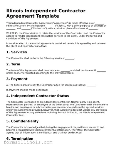Valid Independent Contractor Agreement Form for the State of Illinois