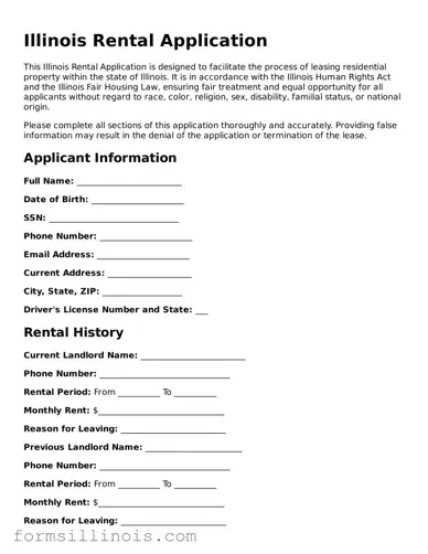 Valid Rental Application Form for the State of Illinois