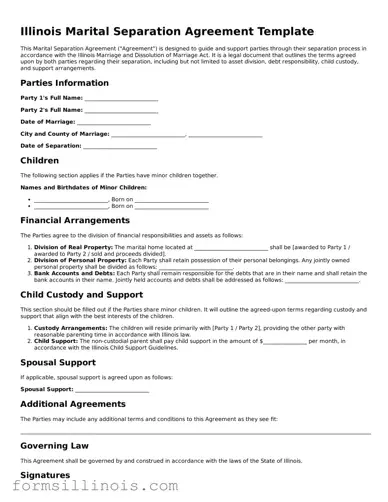 Valid Marital Separation Agreement Form for the State of Illinois