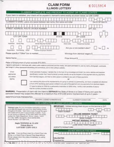 Free Illinois Lottery Claim Template