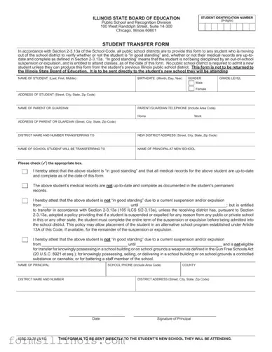Free Illinois School Transfer Template