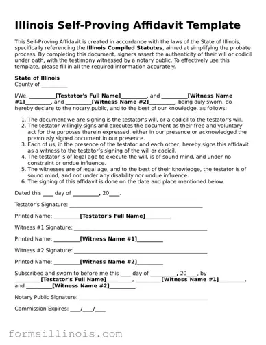 Valid Self-Proving Affidavit Form for the State of Illinois