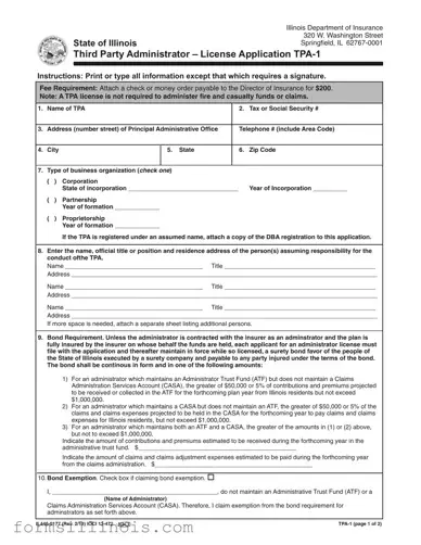 Free Illinois Tpa 1 Template