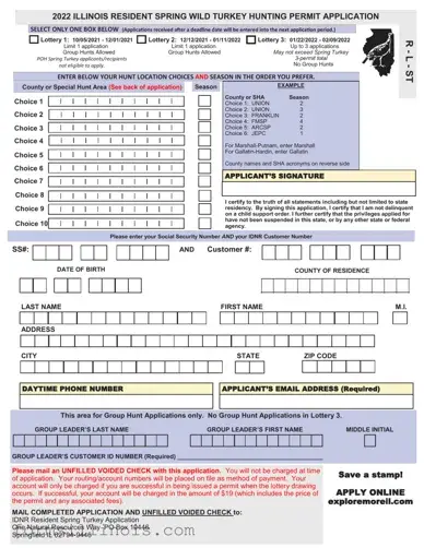 Free Illinois Turkey Permit Application Template