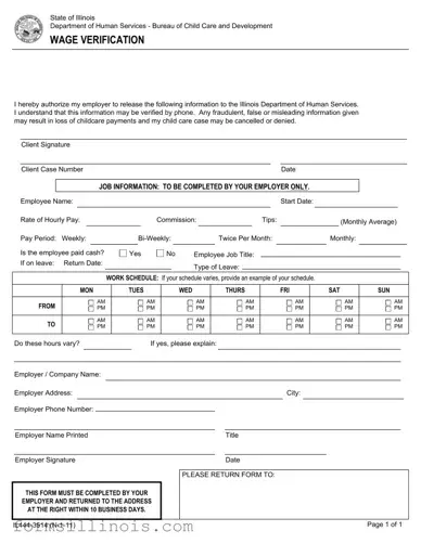 Free Illinois Wage Verification Template