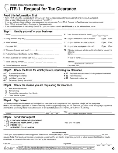 Free Itr 1 Illinois Template