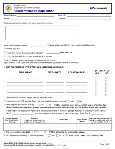 Free Link Illinois Redetermination Template